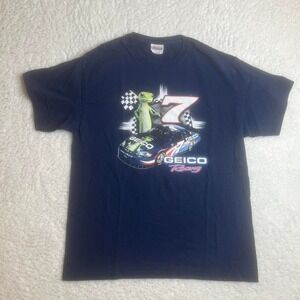 Vintage‎ Geico racing nascar men's blue t-shirt  L